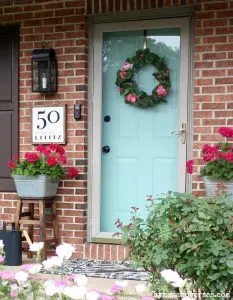 Pink Geranium Wreath Summer Front Porch