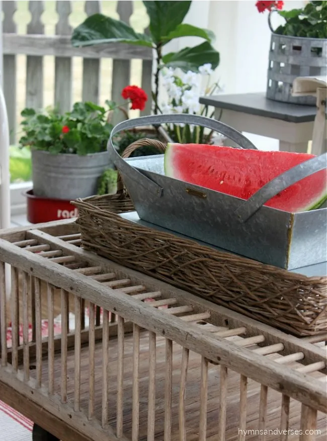 Galvanized Basket with Watermelon