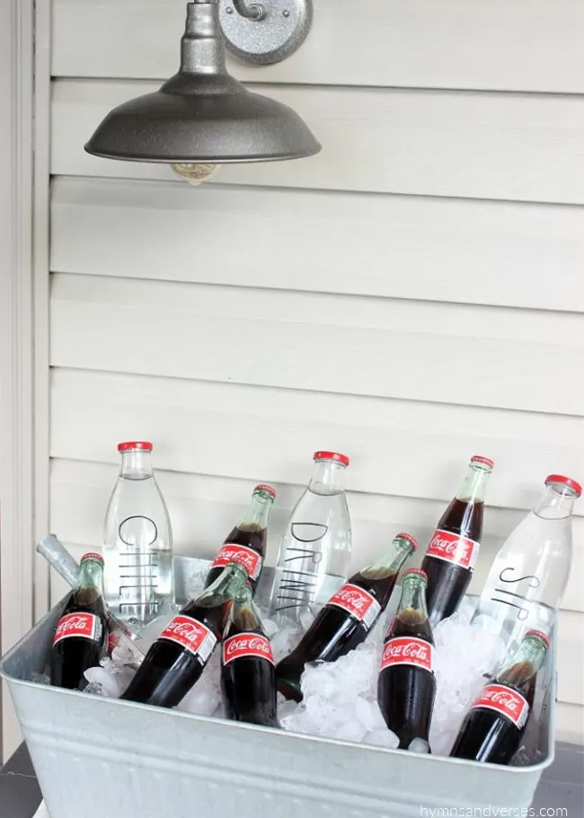 Galvanised tub with ice and cold drinks