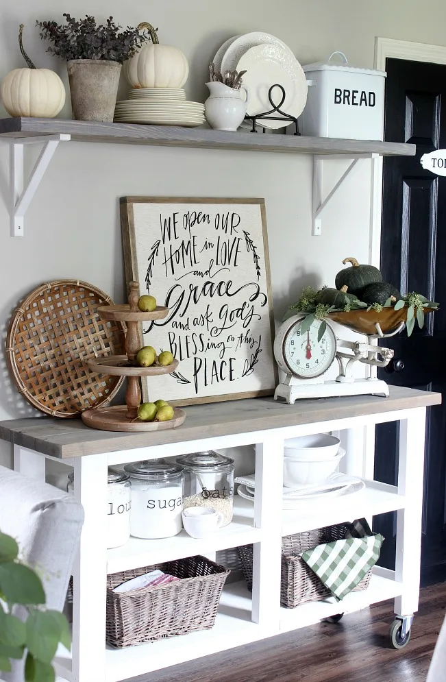 Fall Home - Kitchen Rolling Cart and Shelves