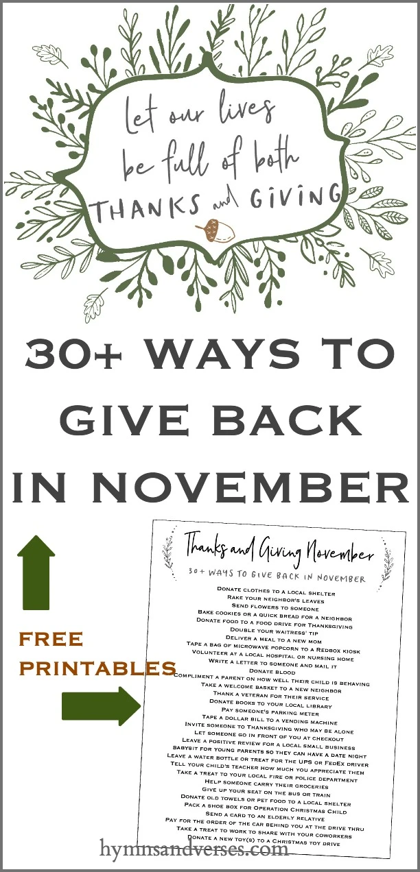 Graphic for FREE Printables for Give Back November and Thanks and Giving Art Print