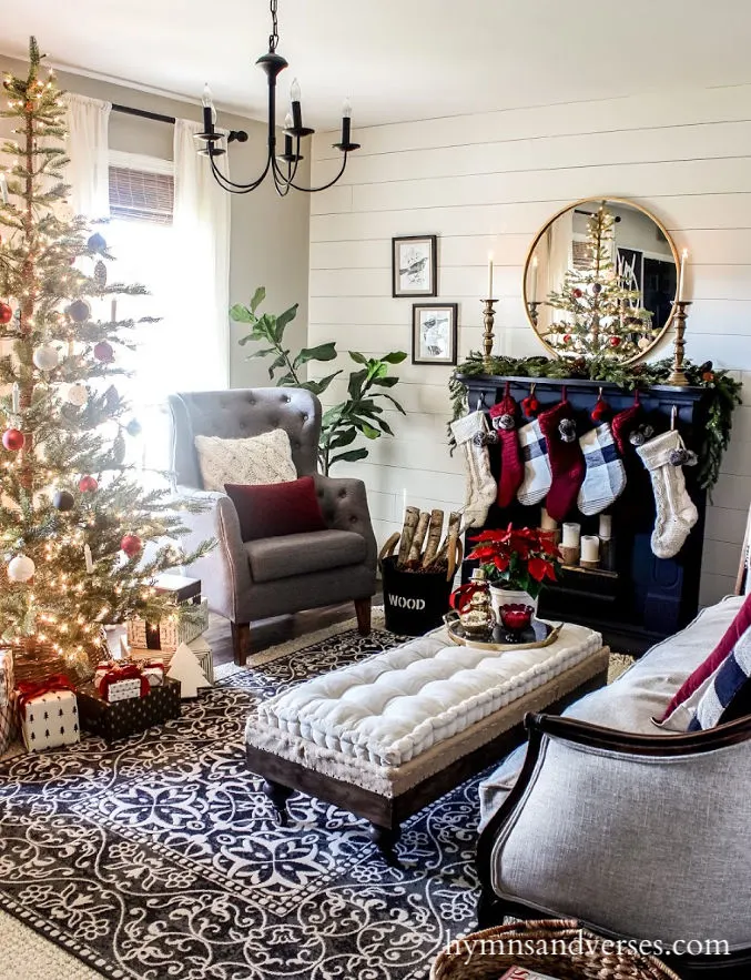 Red and White Christmas Plaid Decor Home Tour 2018 - The Crafting Nook