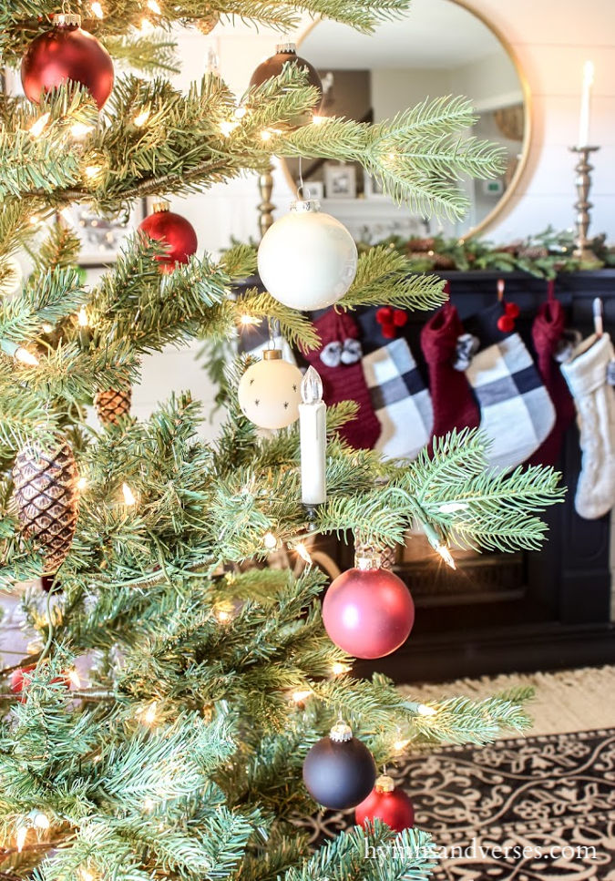 Black, white and burgundy Christmas stockings