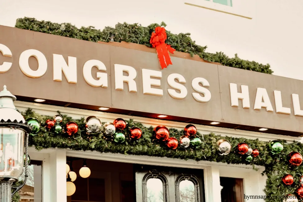 Congress Hall sign at Christmas in Cape May, NJ