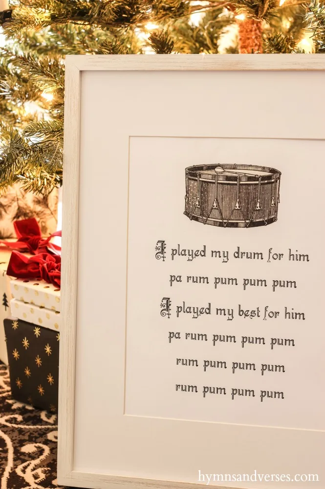 Little Drummer Boy Framed Print and Christmas Tree in the Background