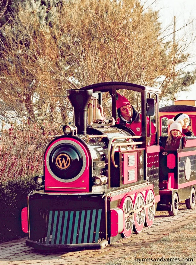 Outdoor Christmas train for the kids at Congress Hall in Cape May, NJ