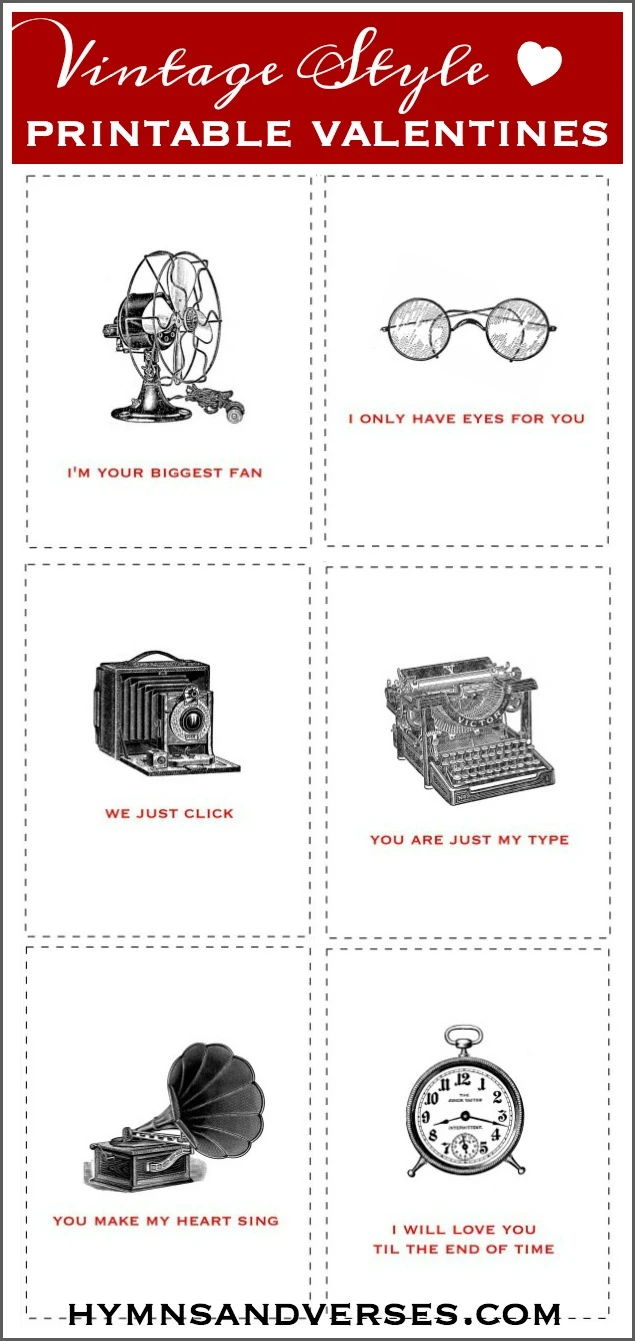 Vintage Style Printable Valentines