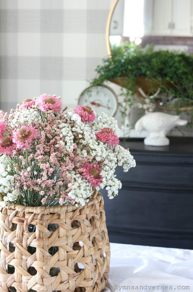 Spring Basket of Pink and White Flowers - Pretty in Pink Spring Tour