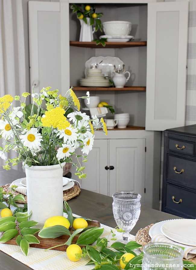 Summer Table with Daisy and Yarrow Centerpiece