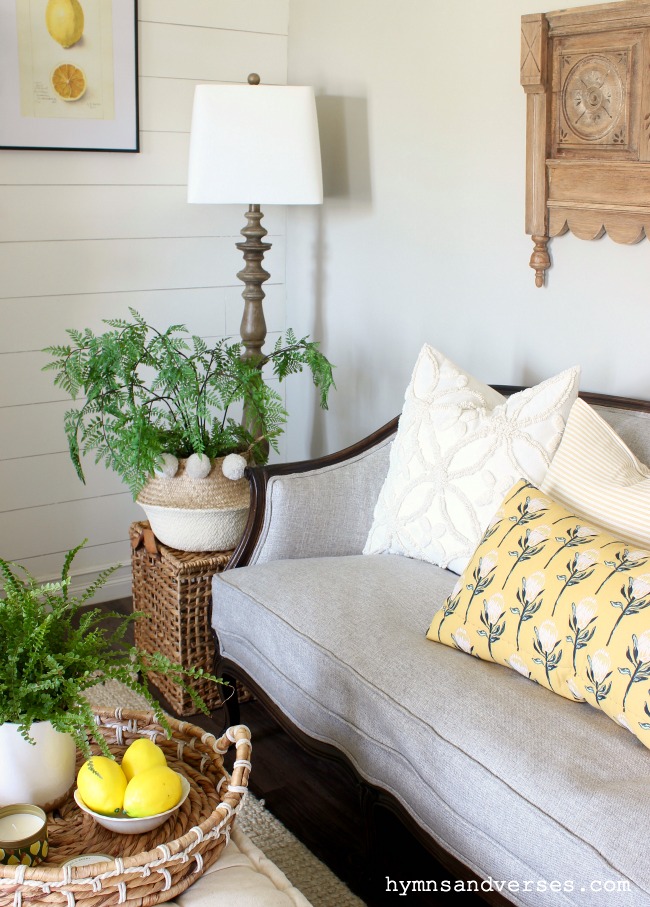 Candlewick Pillow with yellow accent pillows