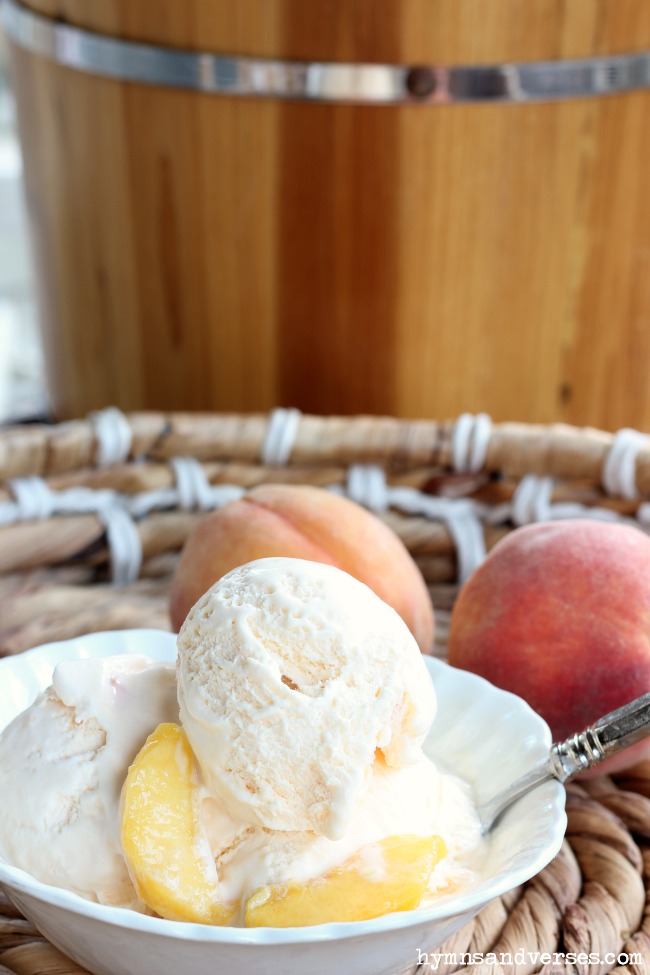 homemade peach ice cream