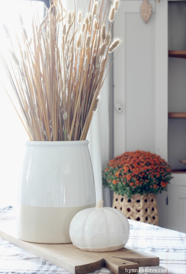 Fall Grasses in a Crock Centerpiece - Hymns and Verses