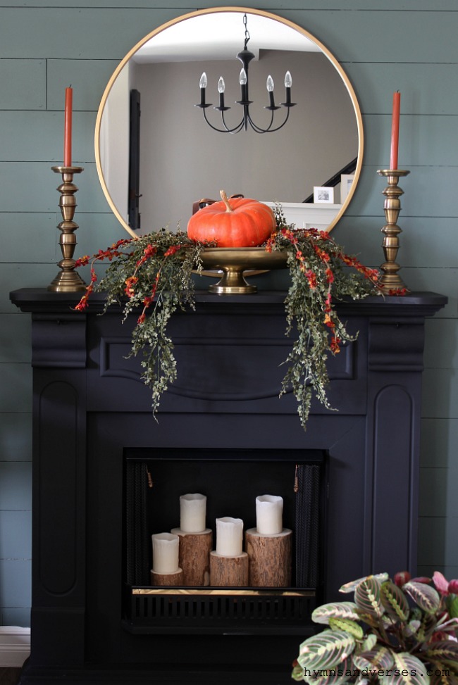 Fall Mantel Decor - Hymns and Verses