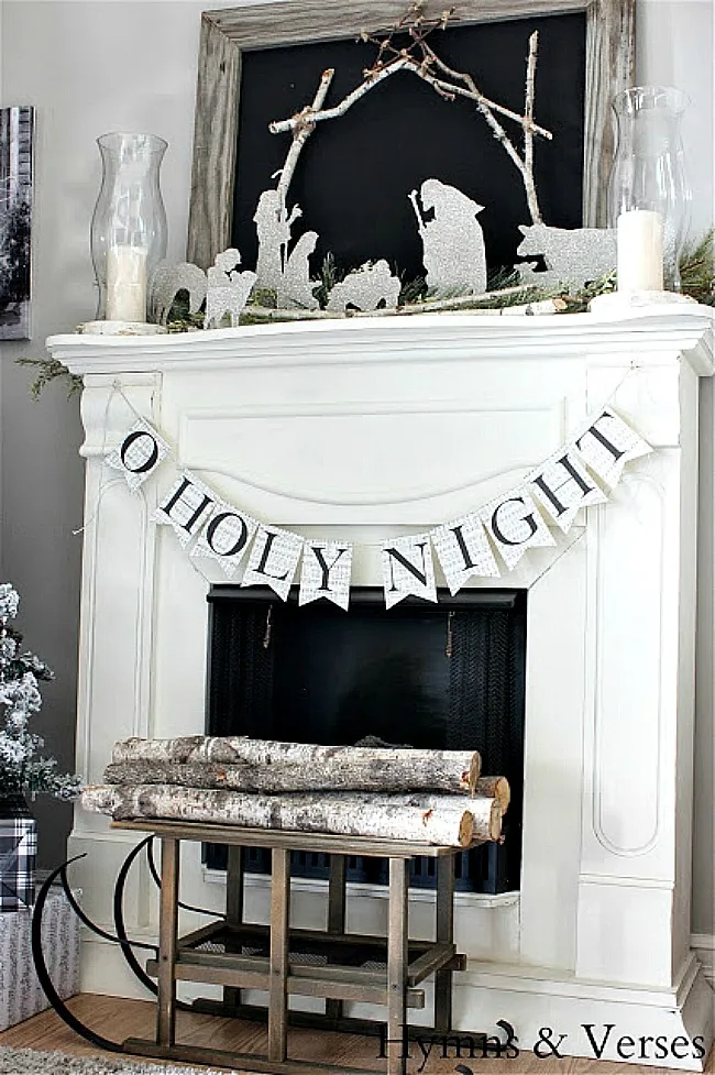 Christmas Mantel with Silhouette Nativity - Hymns and Verses Blog