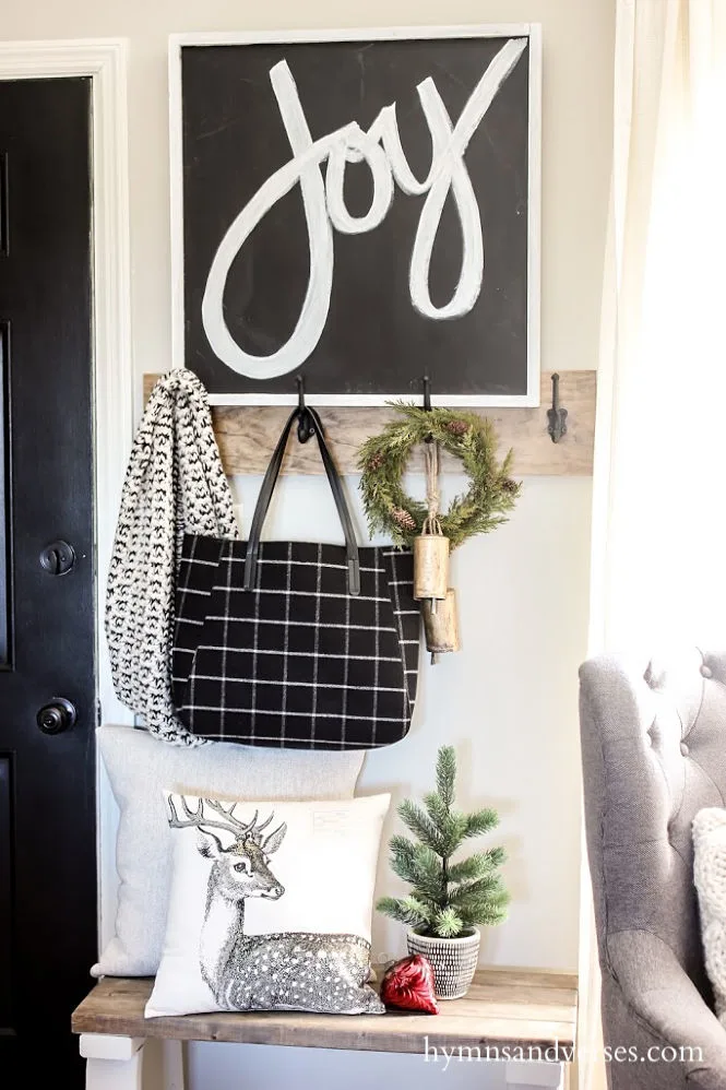 Christmas Entryway with large Joy sign.