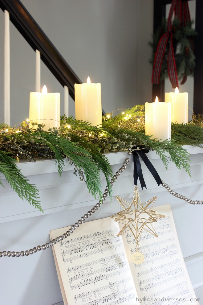 Candles on Vintage Piano at Christmas - Hymns and Verses