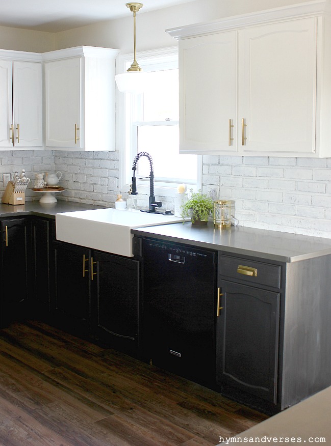 Black and White Kitchen Cabinets with Hidden HInges - Hymns and Verses
