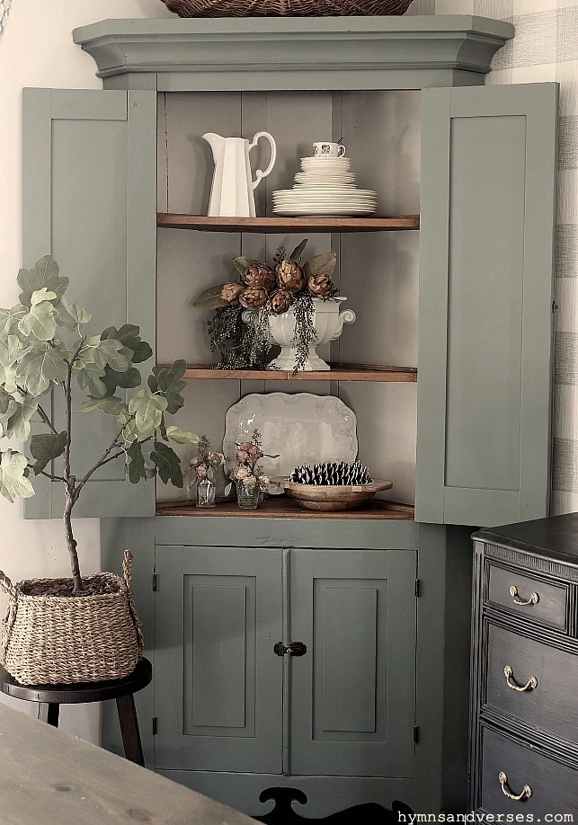 Green Panted Corner Cabinet