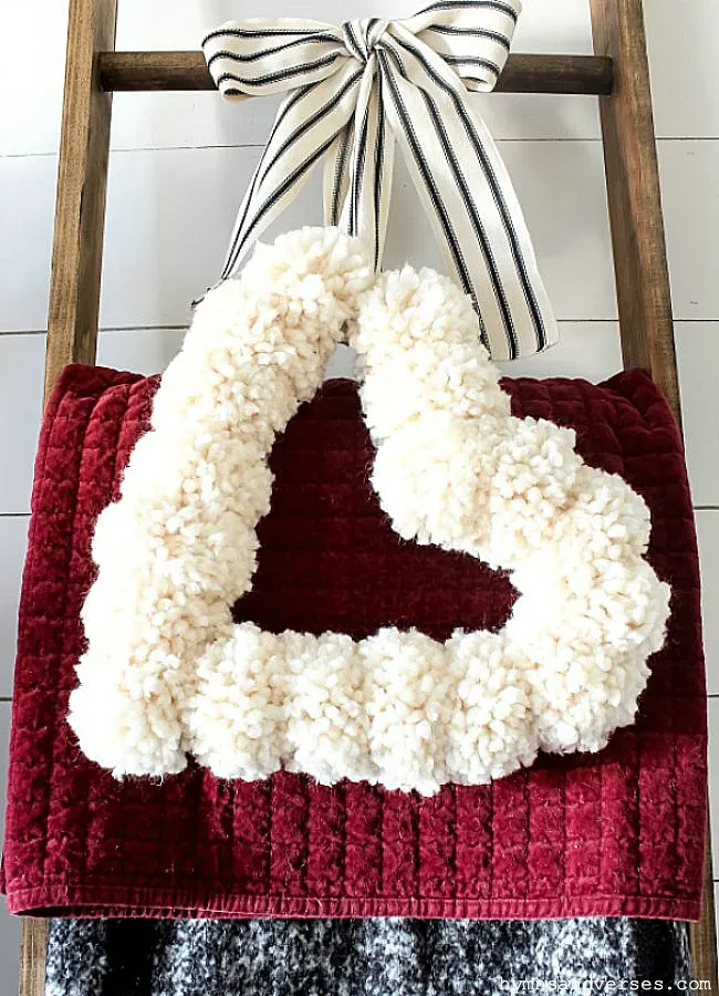 Heart Shaped Pom Pom Wreath - Hymns and Verses