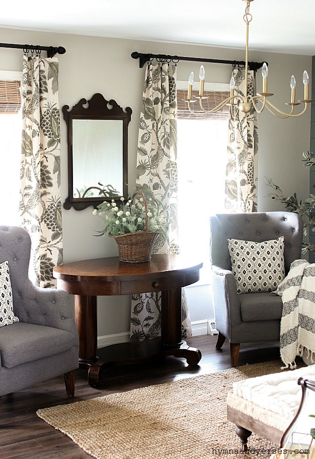 Vintage Library Table and Mirror - Hymns and Verses Living Room