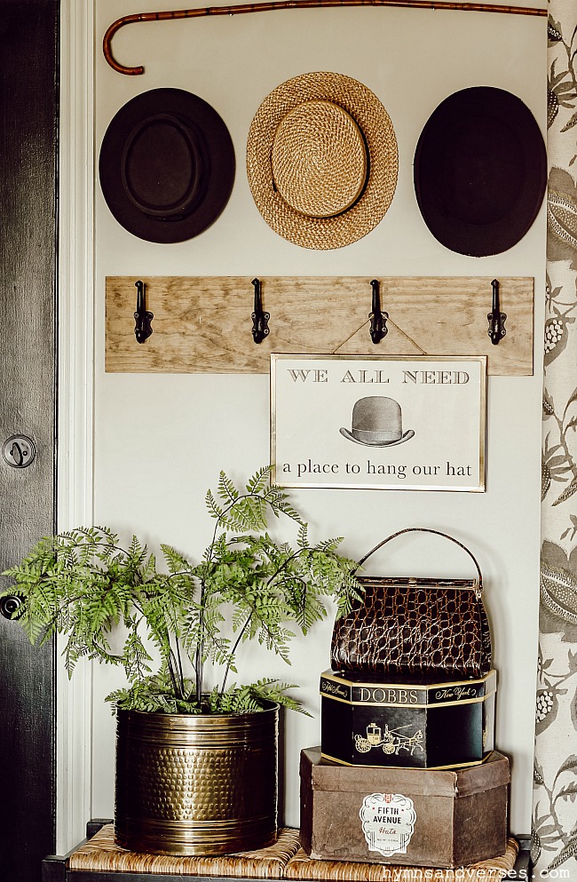 Hanging Vintage Hats on the Wall - Hymns and Verses Blog