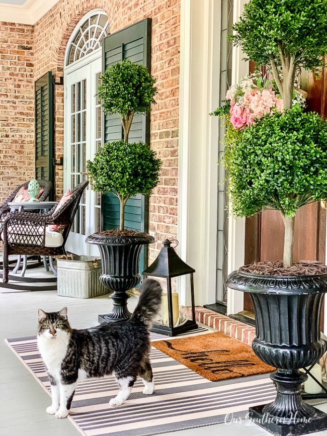 Faux Topiaries on the Front Porch - Our Southern Home