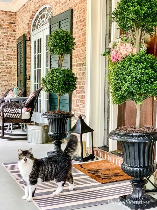 Faux Topiaries on the Front Porch - Our Southern Home