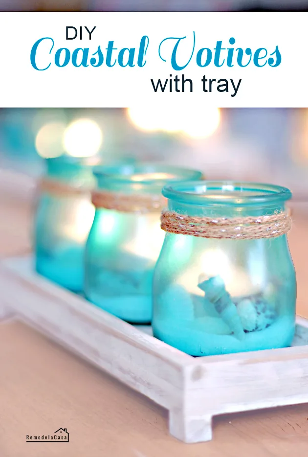 DIY Coastal Votives and Tray - RemodelaCasa