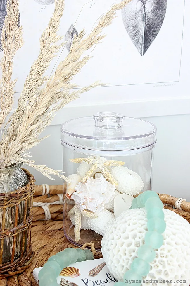 Seashells and recycled glass beads and more coastal cottage accents for summer - Hymns and Verses Blog