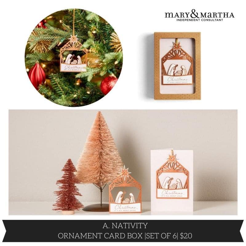 Mary and Martha Christmas Card Set with Detachable Nativity Ornament