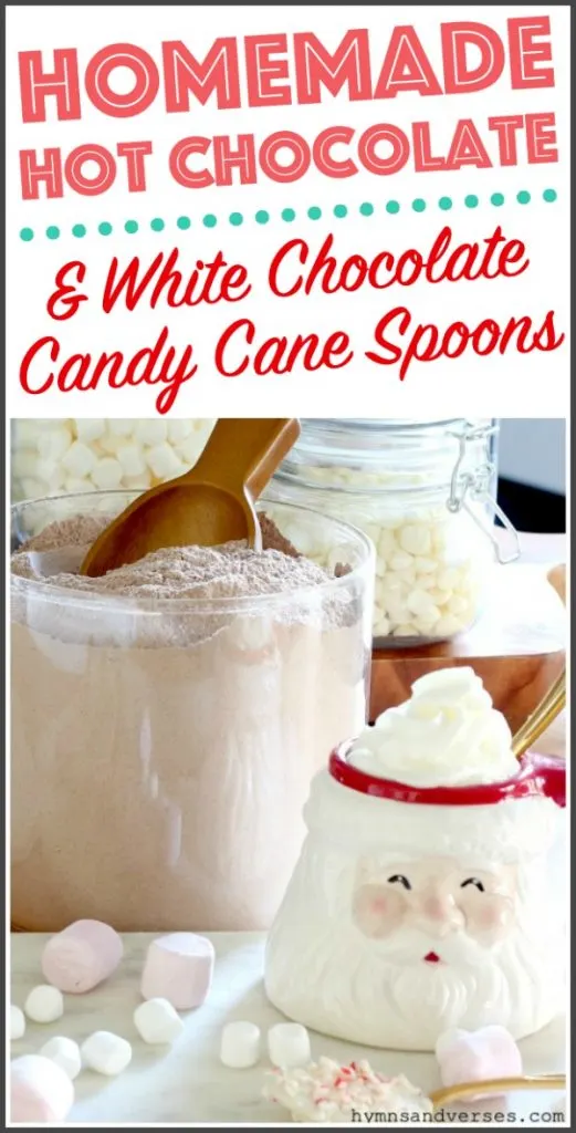 Homemade Hot Chocolate Recipe and White Chocolate Candy Cane Spoons