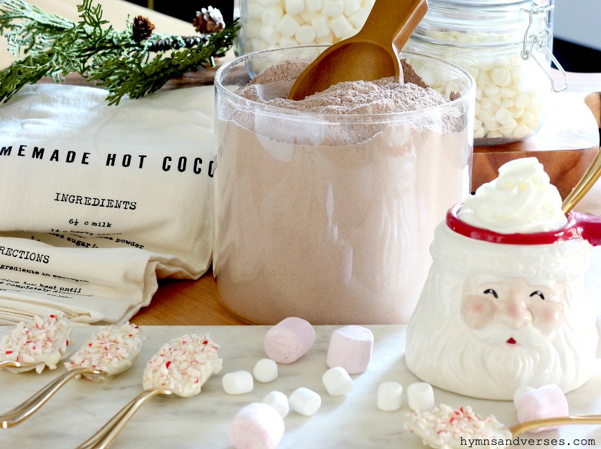 Homemade Hot Chocolate Recipe and White Chocolate Candy Cane Spoons