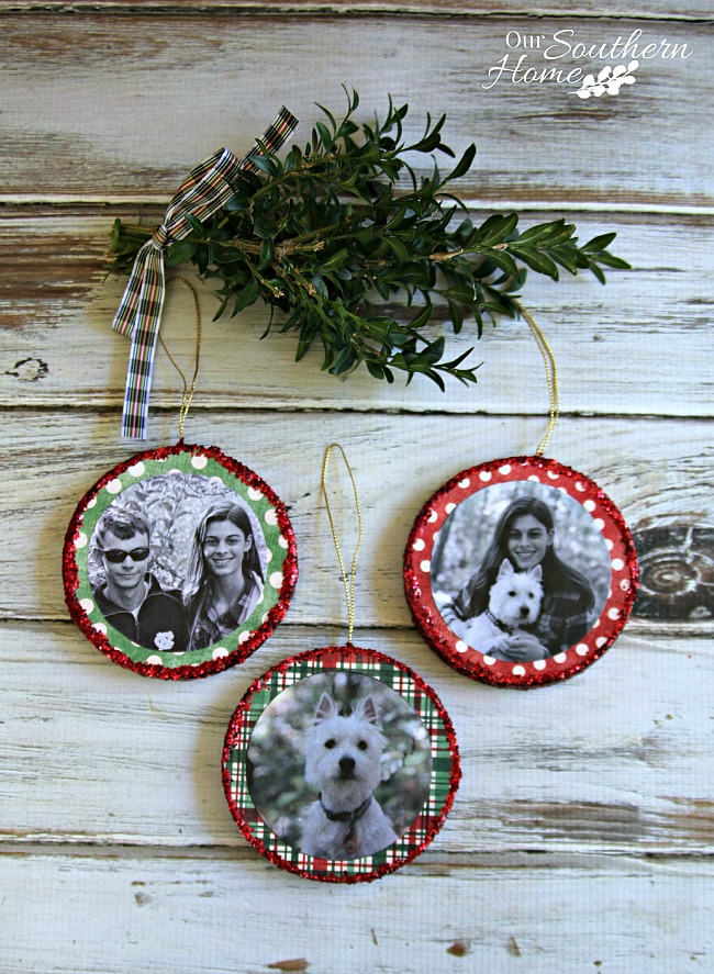 DIY Mod Podge Photo Ornaments - Our Southern Home