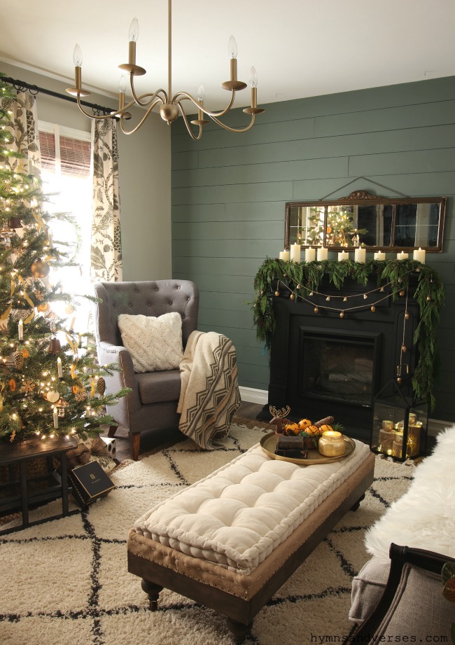 Vintage Style Christmas Living Room Mantel and Tree