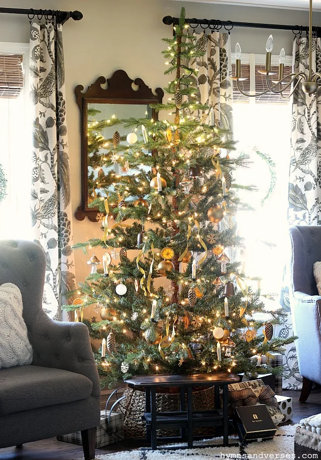 Gold, Silver, and Hymnal Themed Christmas Tree - Pine and Prospect Home