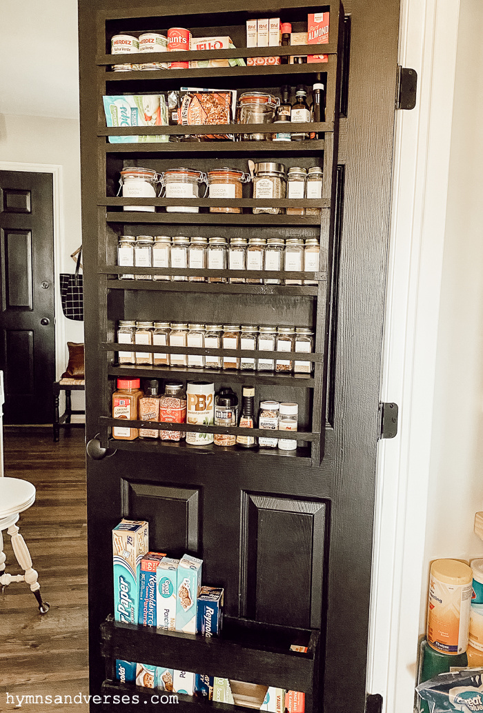 DIY Pantry Door Spice and Kitchen Supply Organization. 