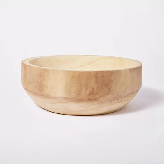 12" x 4" Decorative Paulownia Wood Bowl Beige - Threshold™ designed with Studio McGee