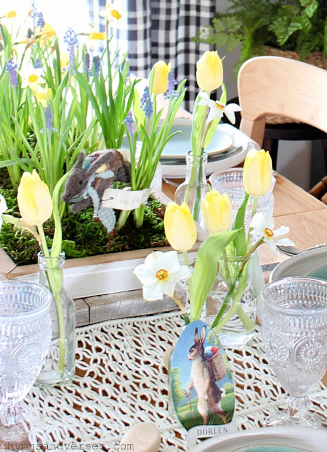 Peter Cottontail Easter Brunch Tablescape | Hymns and Verses