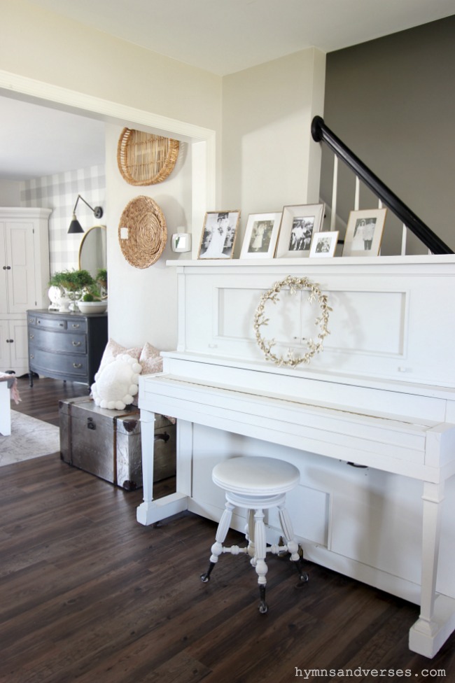 Vintage Player Piano Painted Gray