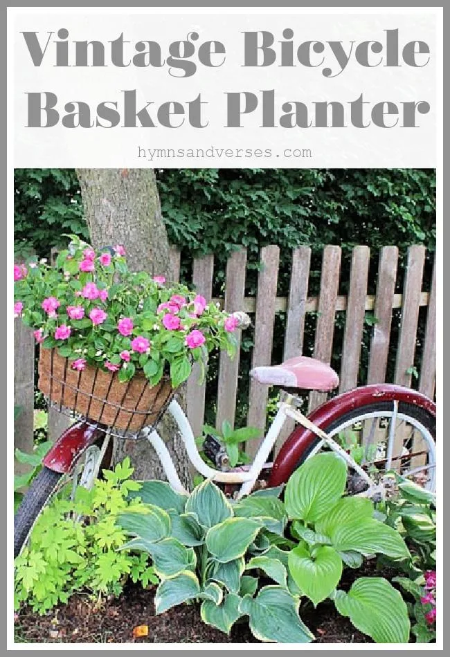 Bicycle Basket Planter - Hymns and Verses