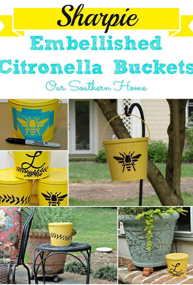 Sharpee Embelished Citronella Buckets - Our Southern Home