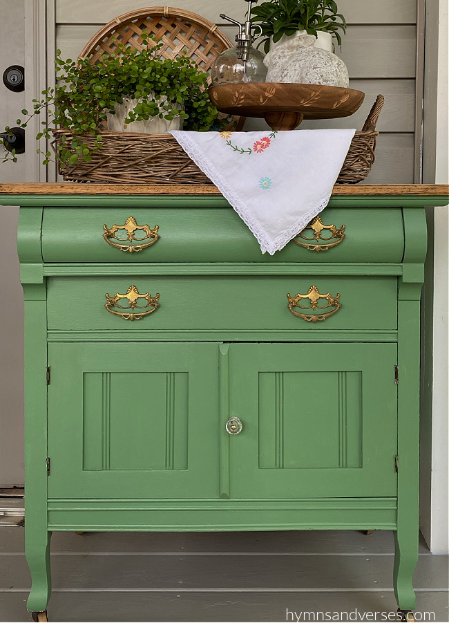 Vintage Washstand Painted Magnolia Green