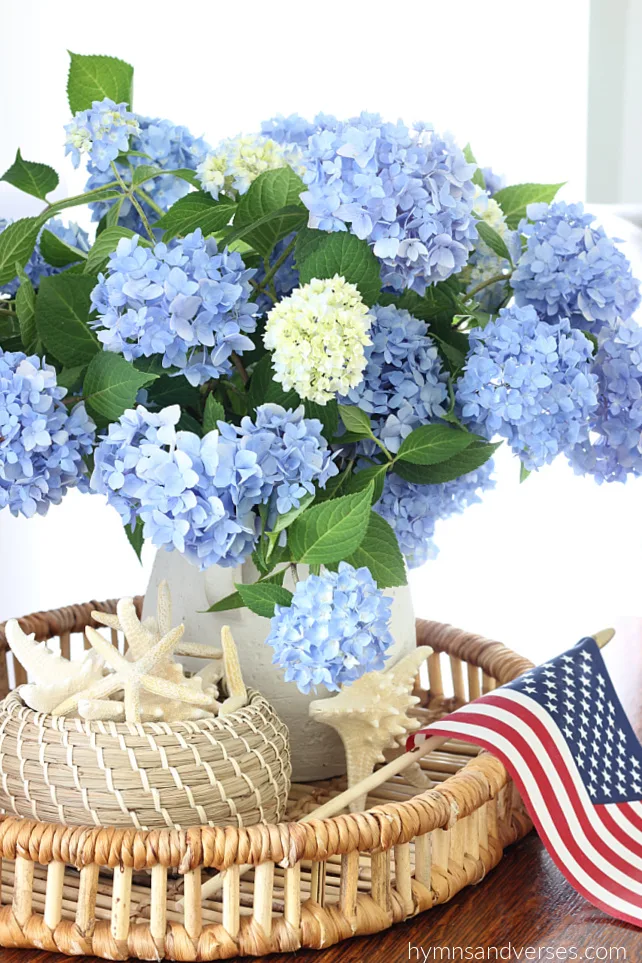 Blue Hydrangea Patriotic Vignette