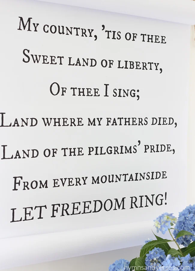 My Country Tis of Thee Lyrics Printable