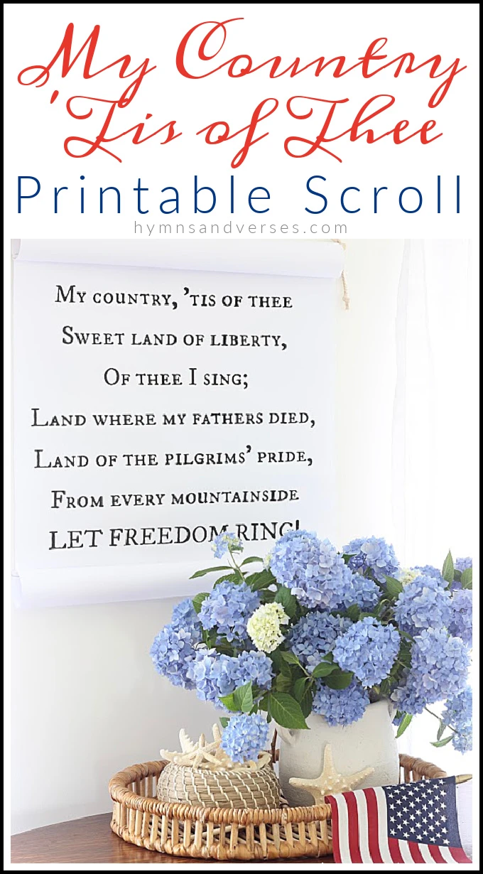 My Country Tis of Thee Printable Scroll