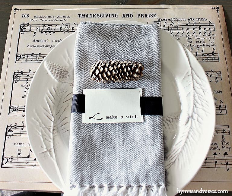 Printable vintage Thanksgiving music sheet to use as a placemat for your Thanksgiving table.