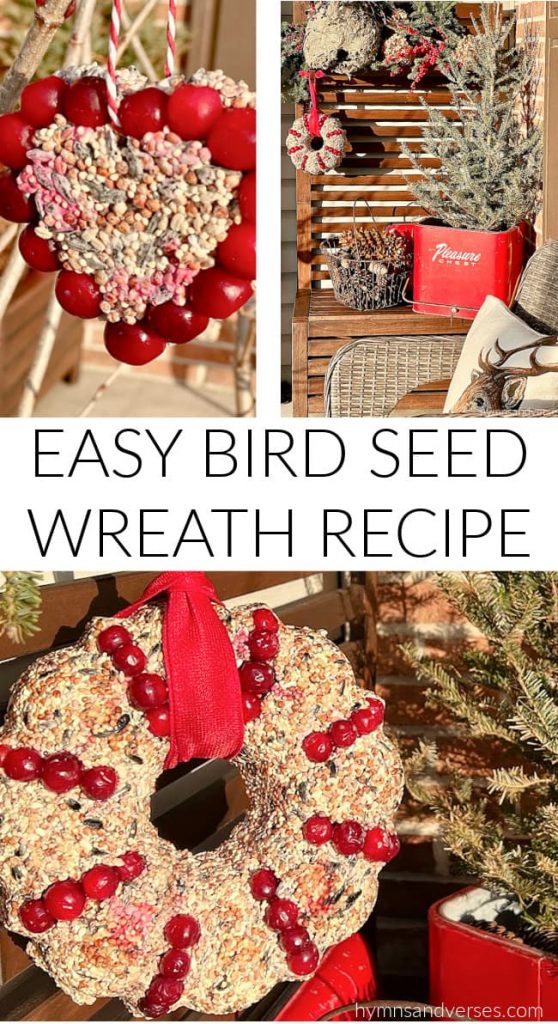 Bird seed wreath and heart shaped bird seed ornament