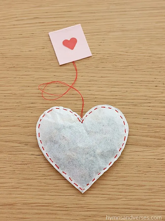 Heart shaped tea bag made from coffee filters