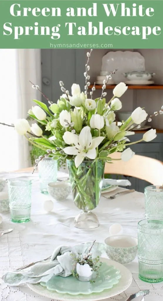 Green and White Spring Tablescape
