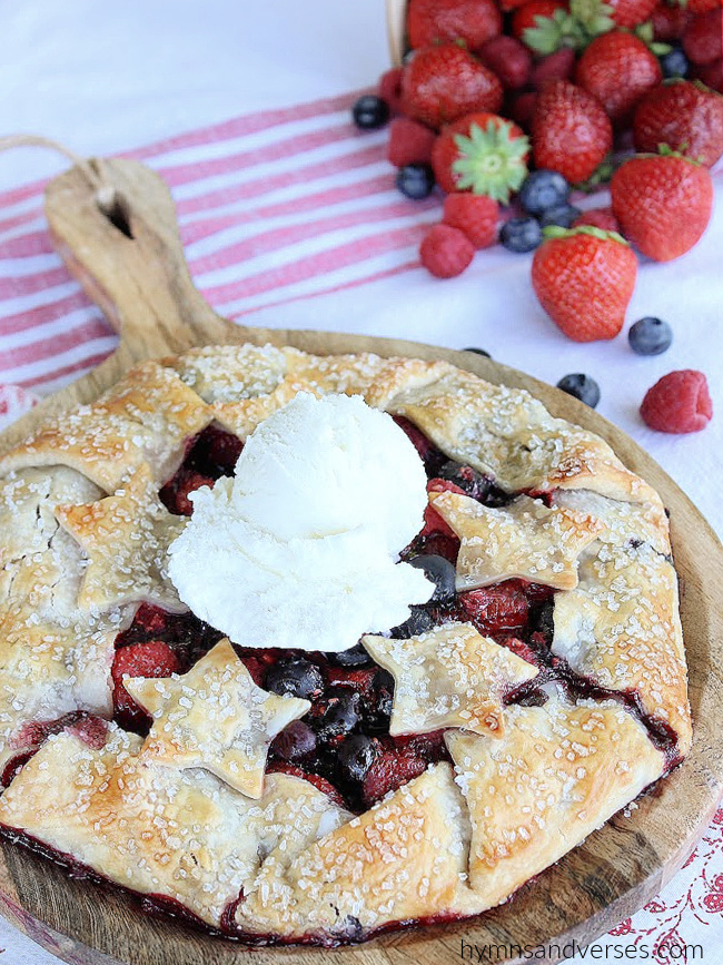 Mixed berry galette, or rustic pie with star cutouts